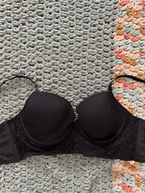 Xhilaration Black Lace-Trim Push-Up Bra